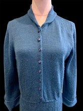 Charger l&#39;image dans la galerie, &quot;Hiver bleu&quot; Robe en laine années 50. Taille S/M
