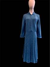 Upload image to gallery, &quot;Winter blue&quot; 1950s wool dress. Size S / M
