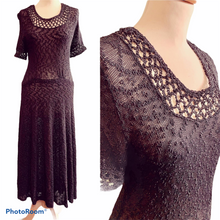 Upload image to gallery, &quot;Black Pearl&quot; Knit dress from the 30s. Size S / M
